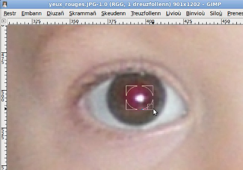 Penaos tennañ daoulagad ruz gant Gimp